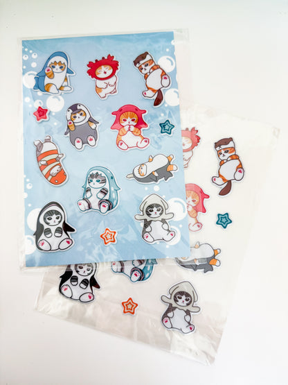 Puffy Sea Kitties Sticker Sheet