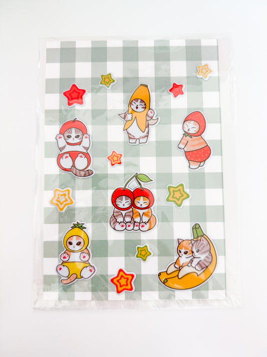 Puffy Fruit Kitties Sticker Sheet