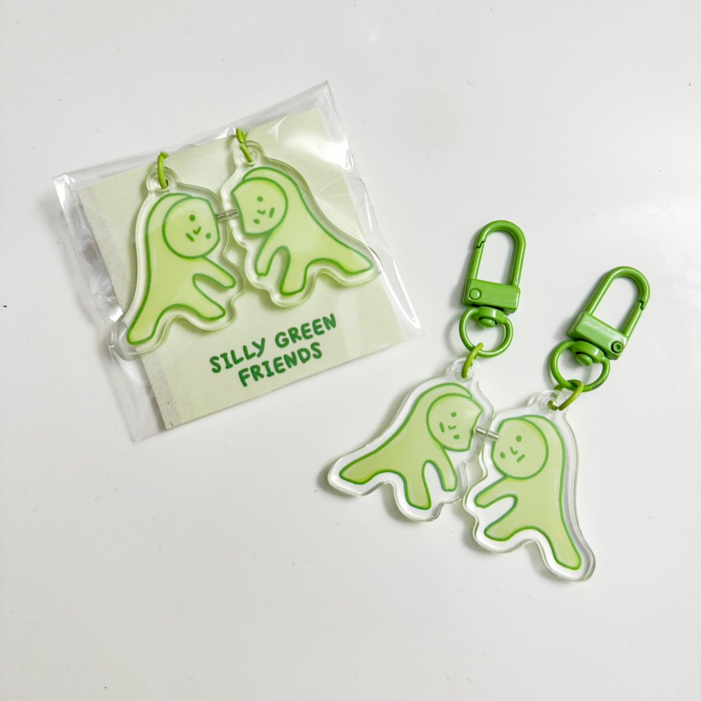 Silly Green Friends Keychain
