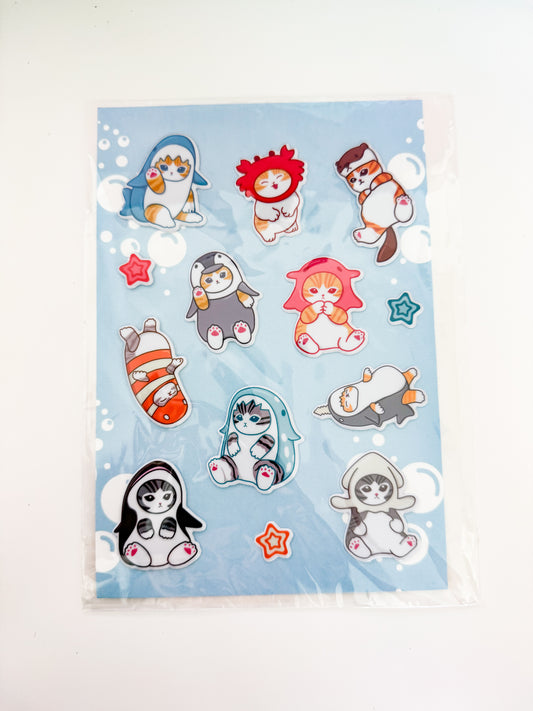 Puffy Sea Kitties Sticker Sheet