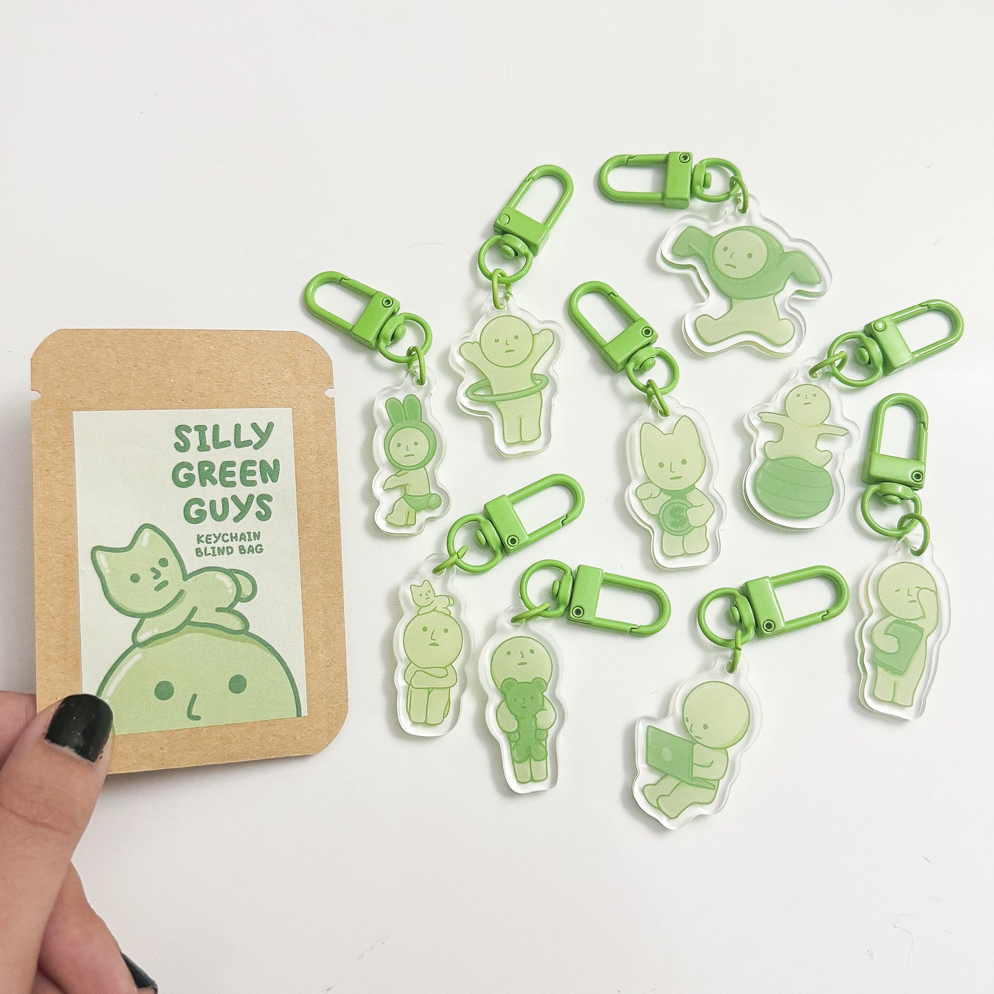 Silly Green Guys Keychain Blind Bag