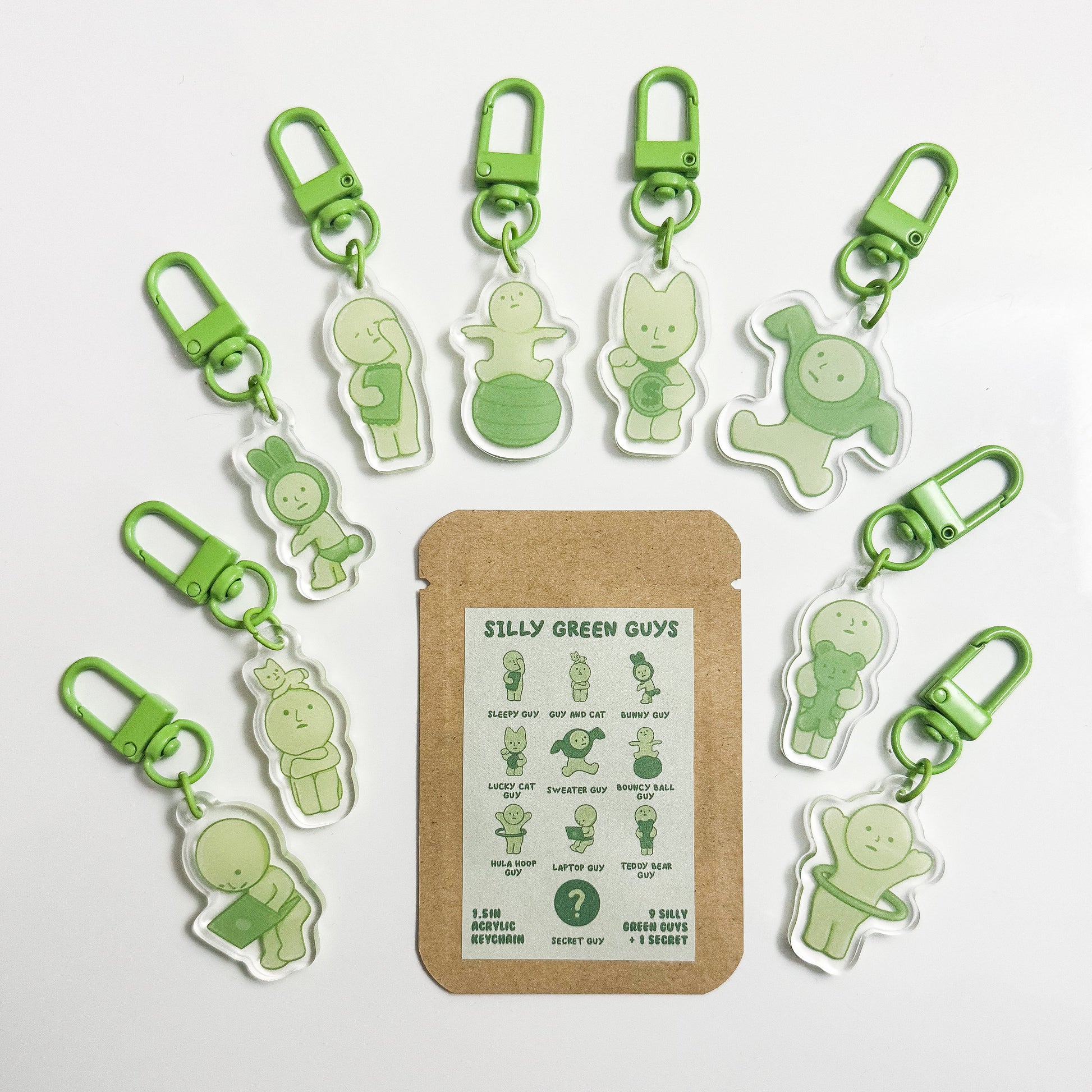 Silly Green Guys Keychain Blind Bag